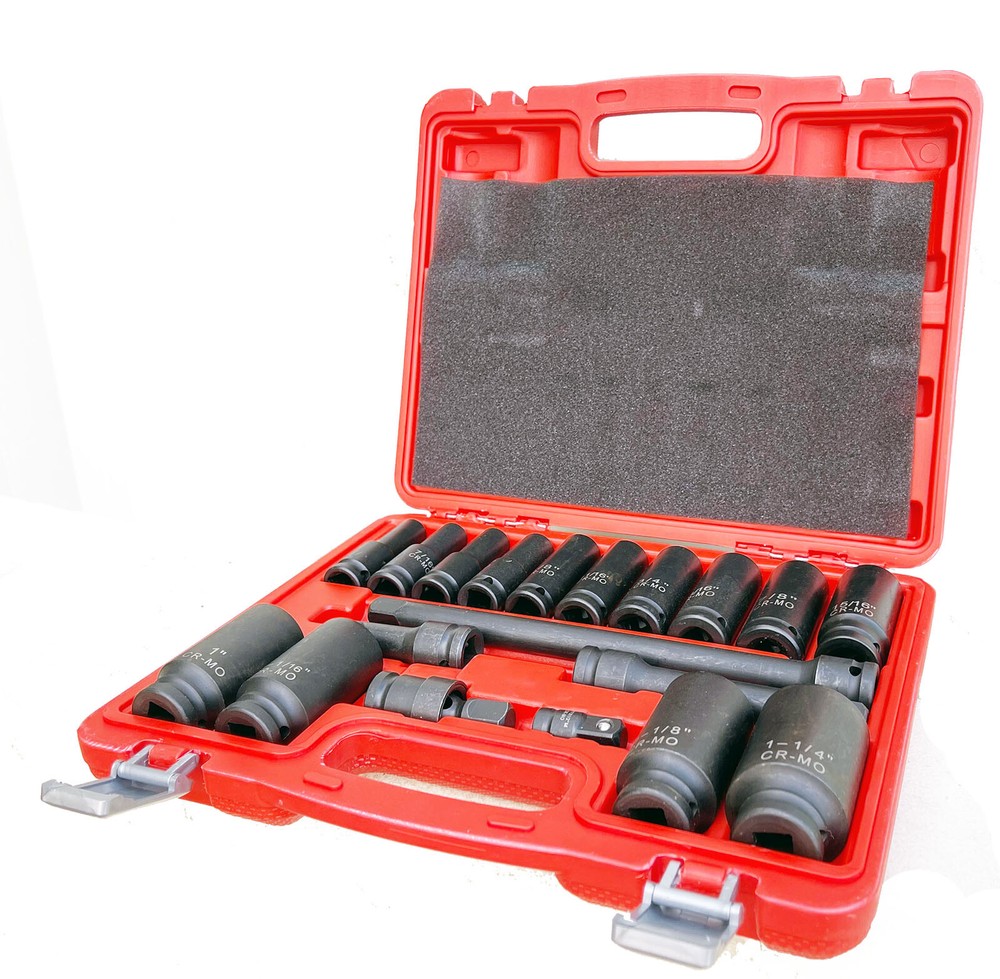 19PCS SAE 1/2" Dr. Deep Master Impact Socket Set w/ 3'' 5'' 10'' Extension Bar