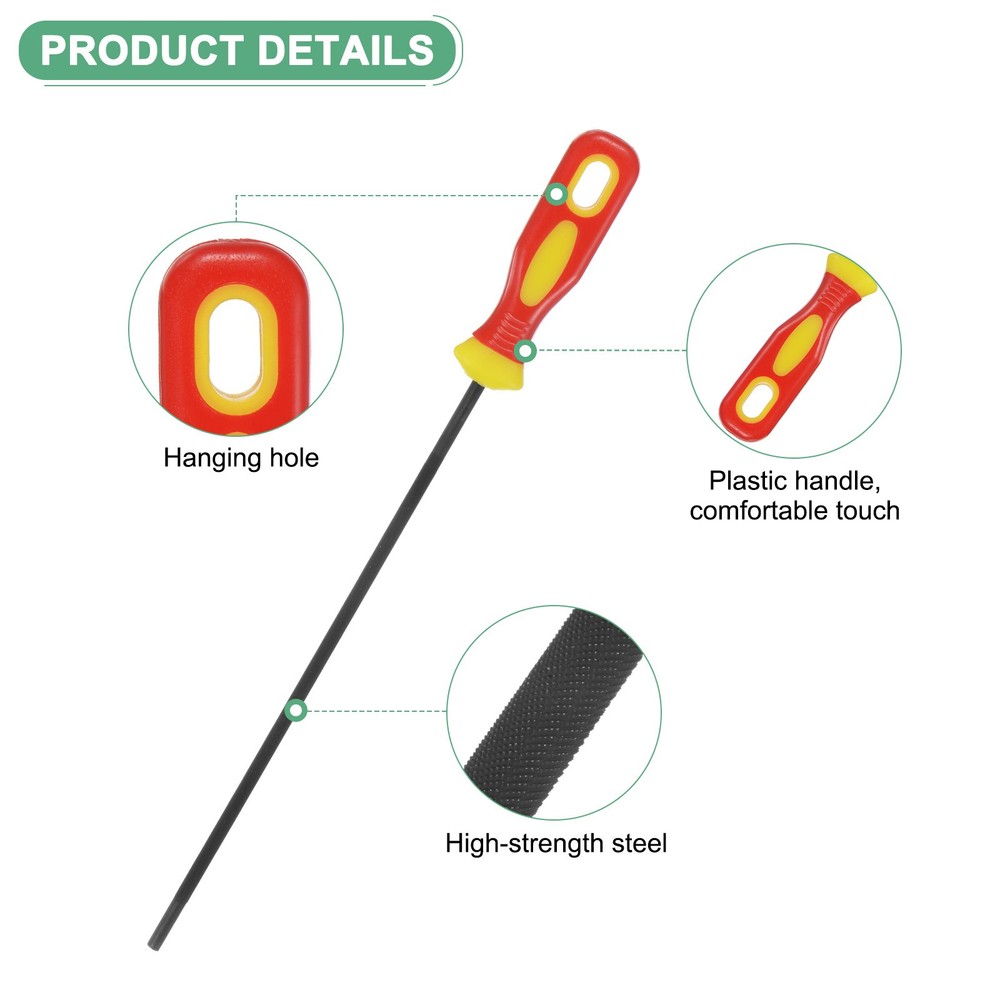 5-Pack Chainsaw Sharpening File, 3/16" with Handle for Sharpening [Yellow,Red]
