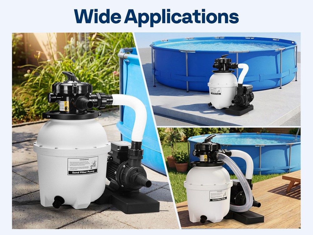 12'' Sand Filter Pump 3168GPH 0.4HP Above Ground Pool Filter System 6-Way Timer