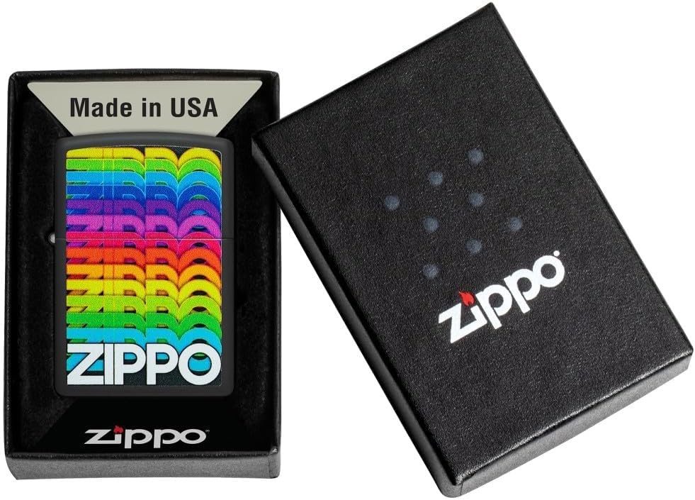 Zippo Lighter - Customized Message on Techno Black Matte Pocket Lighter 46234