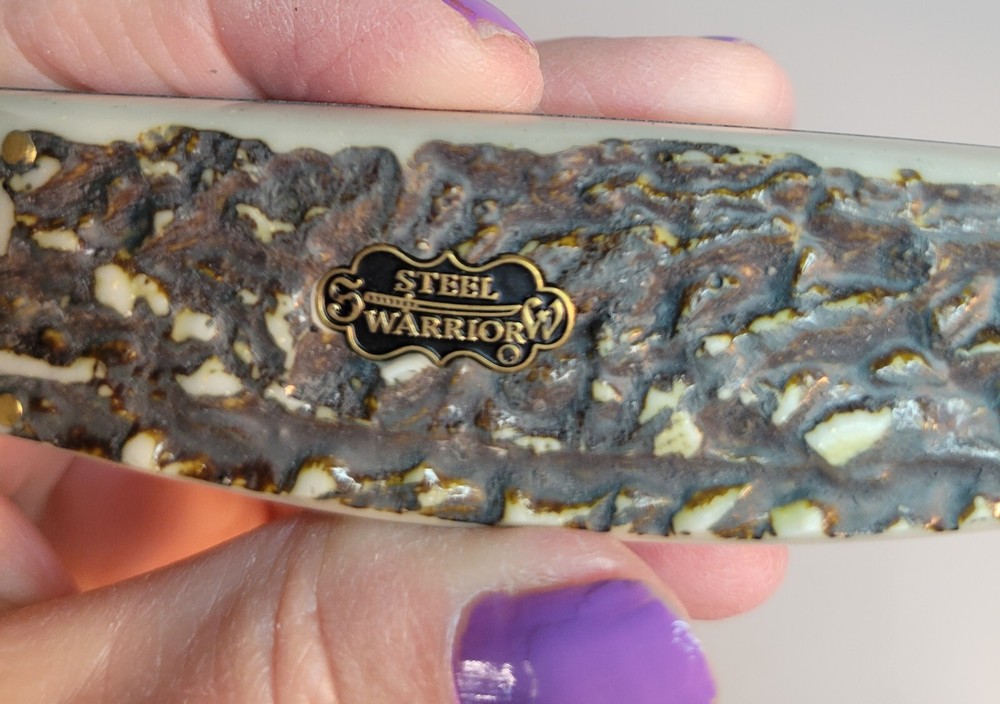 Steel Warrior Bone Handle Fixed Knife 440 Stainless with Sheath