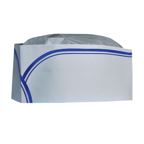 Cellucap Hat White with Blue Stripe, Paper | 100/Box