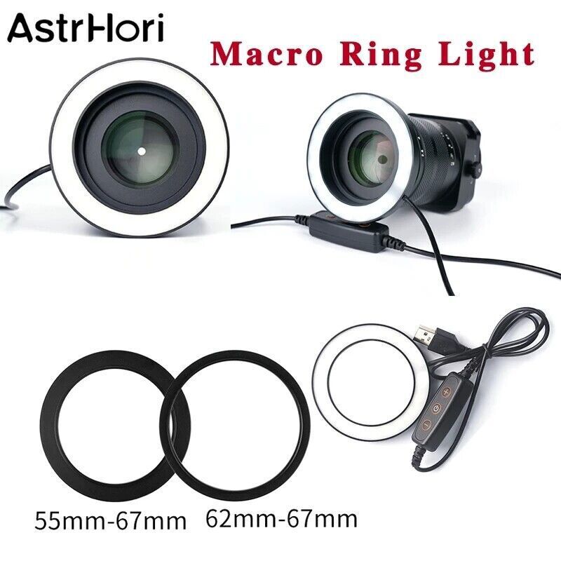 AstrHori Macro Ring Light 67mm-46mm Led Video Ring Camera Light Macro Led Light