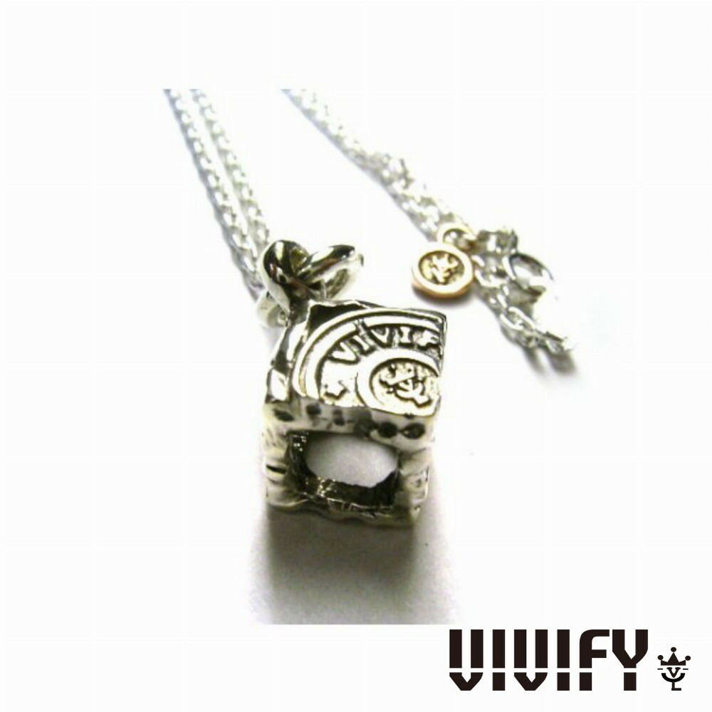 VIVIFY Silver Cube Pendant Top Necklace (No Chain)
