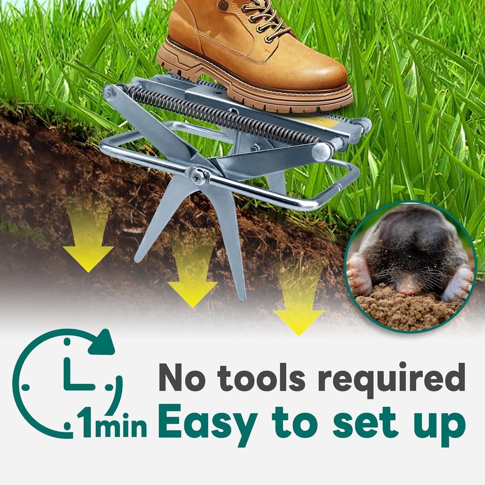 2 Pack Mole Traps,Galvanized Steel Scissor Trap,Reusable Mole Trap Killer Easy