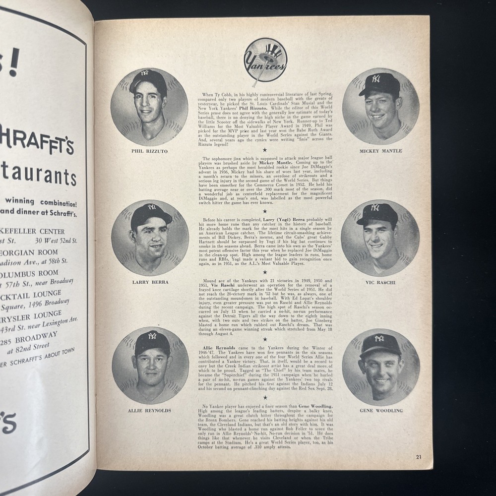 1952 Brooklyn Dodgers World Series Program vs NY Yankees @ Ebbets Field - VG/EX