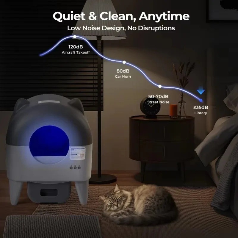 Automatic Cat Litter Box Large Self Cleaning Litter Box for Multi-Cat Compatible