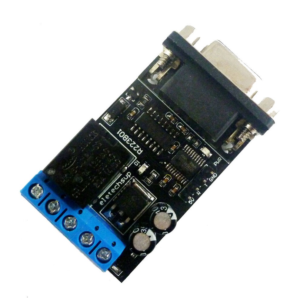 DC 12V 1 Channel DB9 Serial Port Time Delay Relay RS232 UART Multi-function