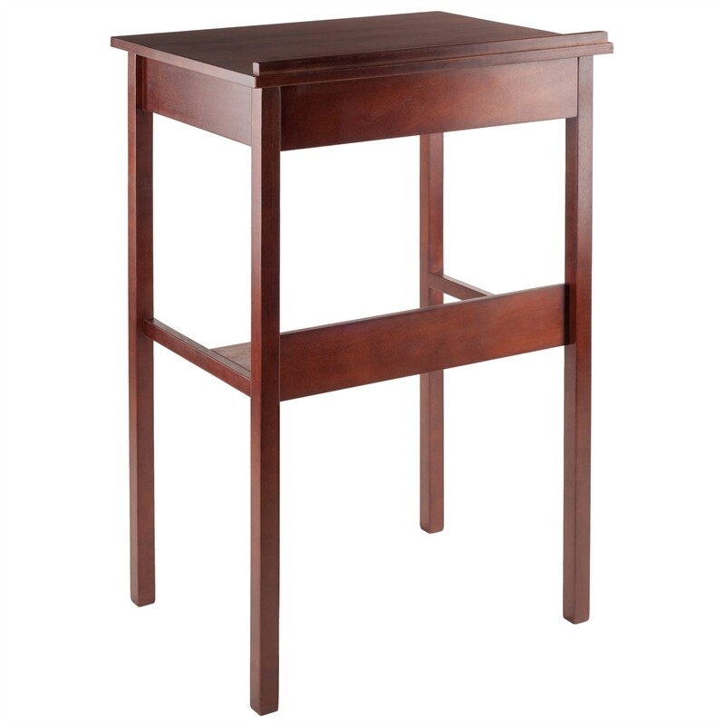 Winsome Ronald 28" Transitional Solid Wood High Writing Desk in Walnut