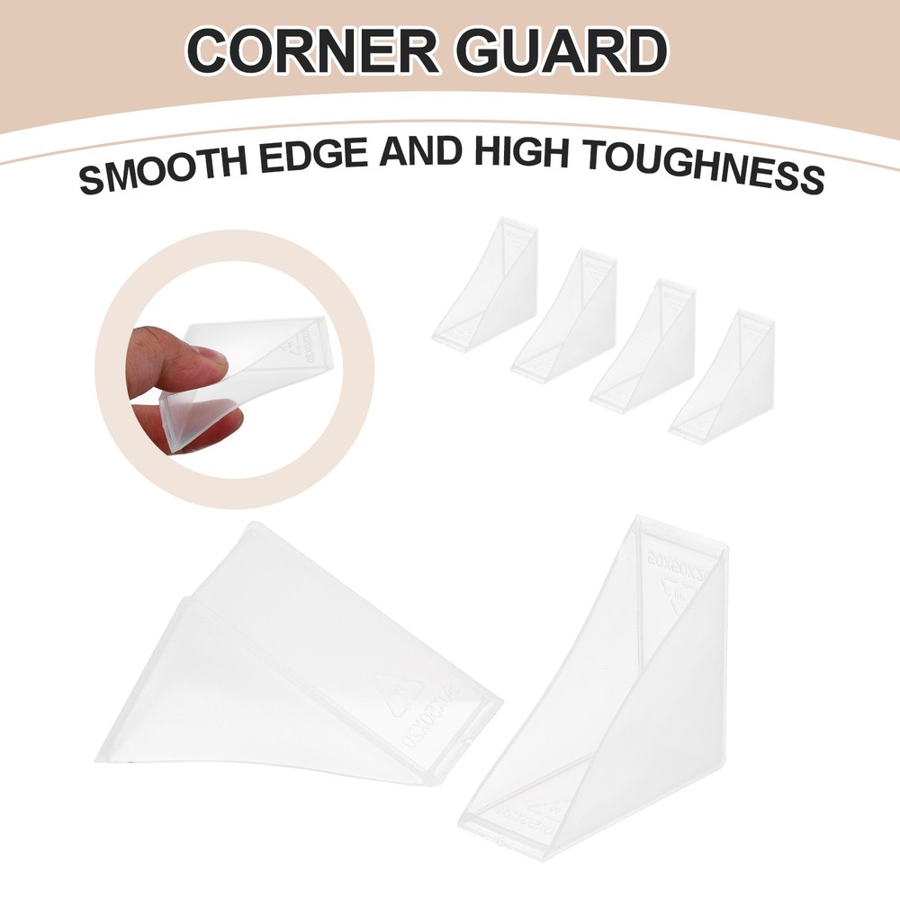 30Pcs 0.79x2in Plastic Right Angle Triangle Glass Table Corner Protector, Clear