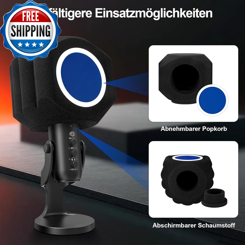 Microphone Wind Shield Pop Filter Isolation Ball, Acoustic for Record Studios Mi