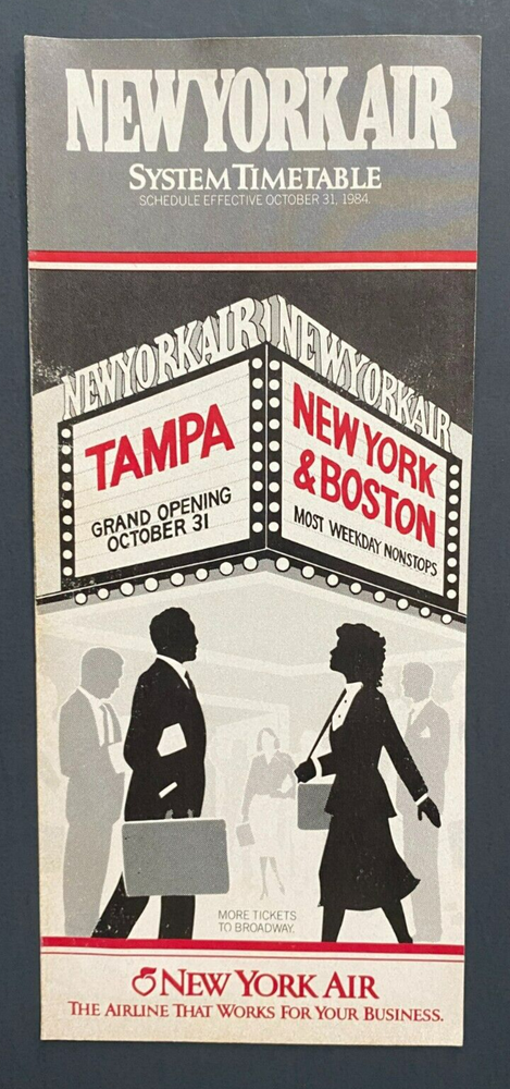 New York Air Timetable Effective October 31, 1984