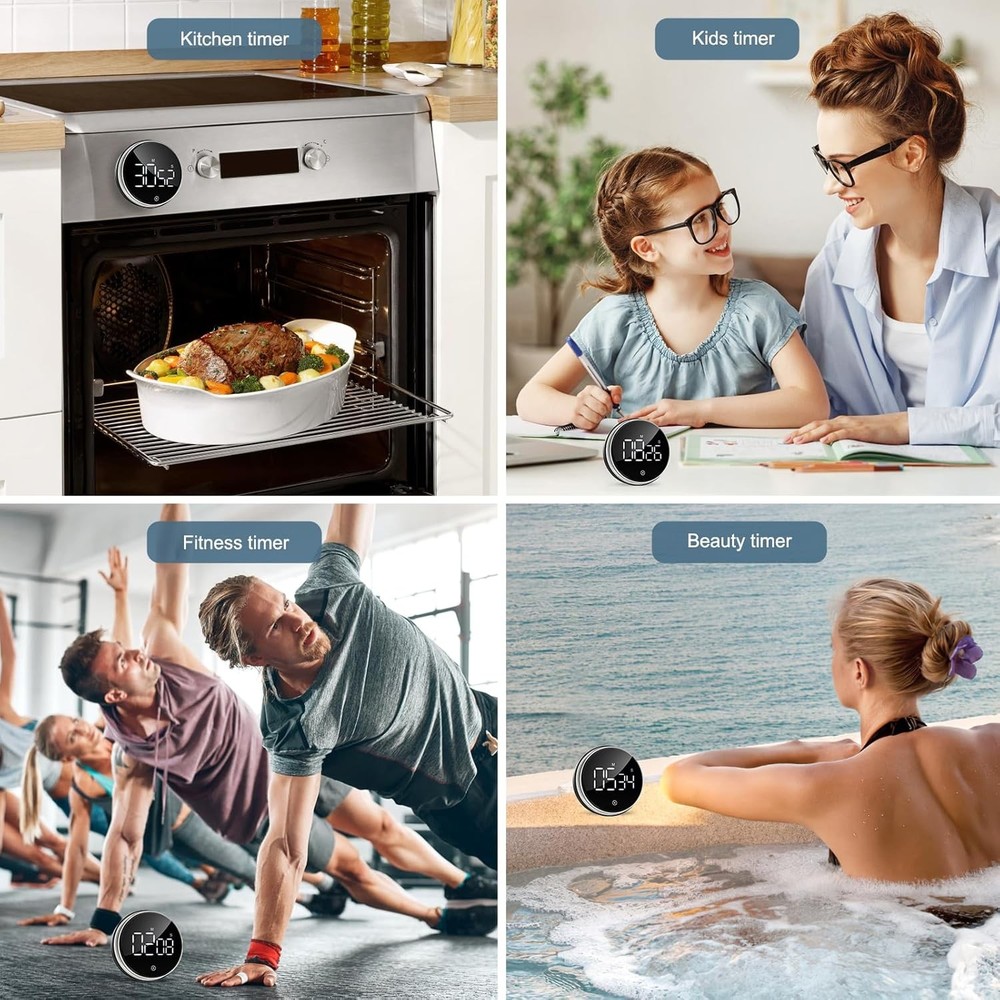 Digital Magnetic Timer LED Display Adjustable Volume Kitchen Office