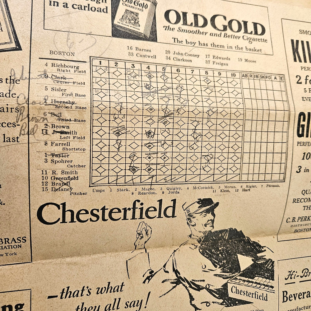 Clean 1928 Boston Braves VS Cincinnati Program Scorecard Hornsby Scored