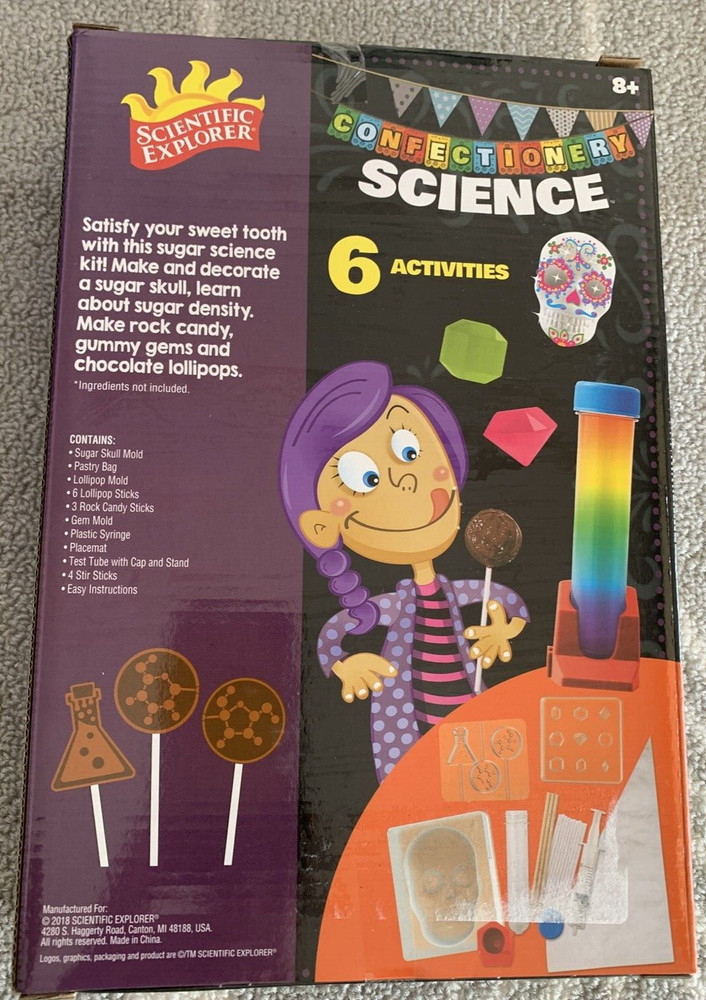 Kid's Candy SCIENCE KIT-Create Rock Candy, Sugar Skulls&Lollipops-Includes MOLDS