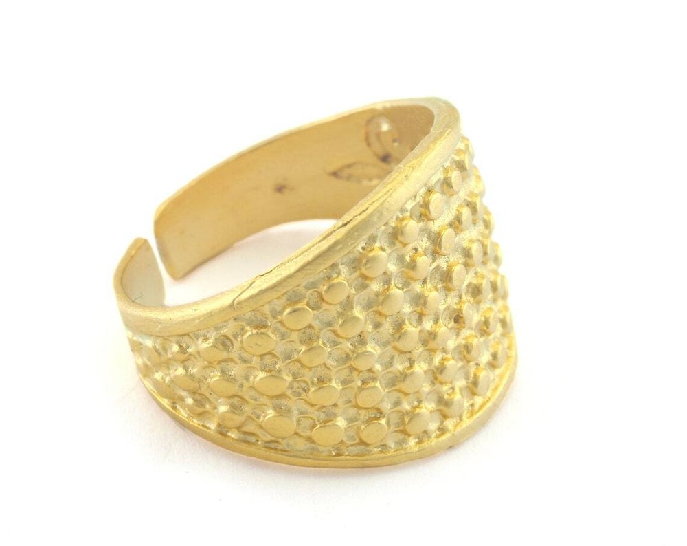 Dotted Ring Adjustable Matte Gold Plated brass (18mm 8US inner size) 3274