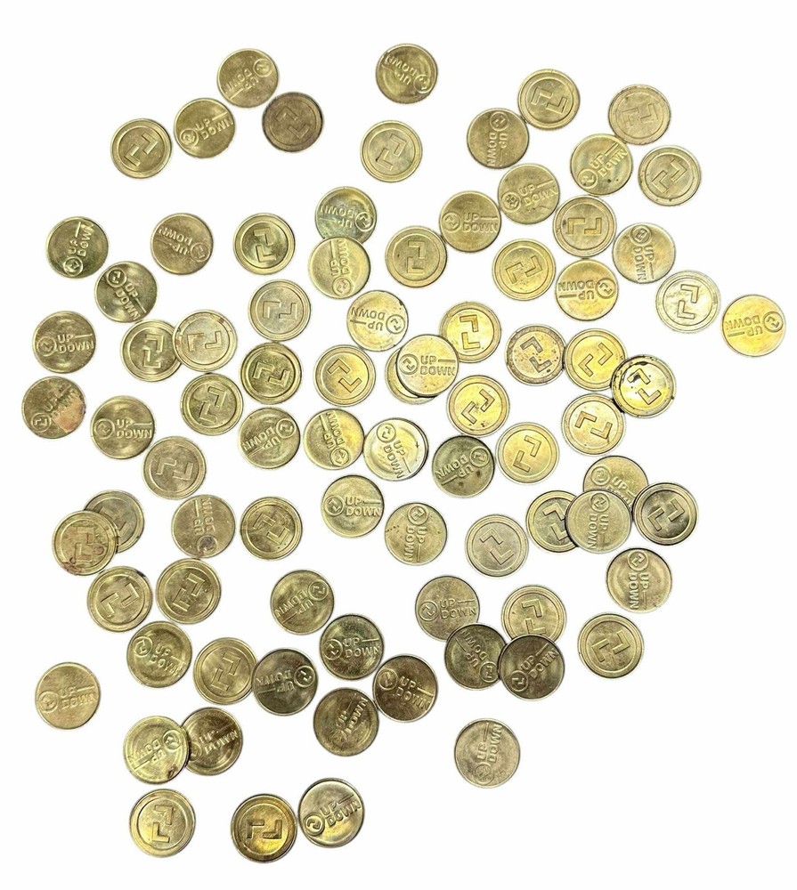 Up/Down Brass Arcade Tokens, 85 Count, 24mm