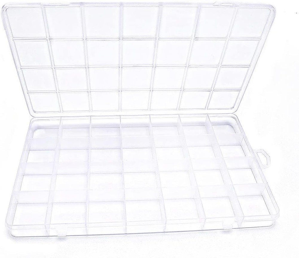IOOLEEM 28 Grids Plastic Bead Organizer Box, 28 (1 pack), Clear