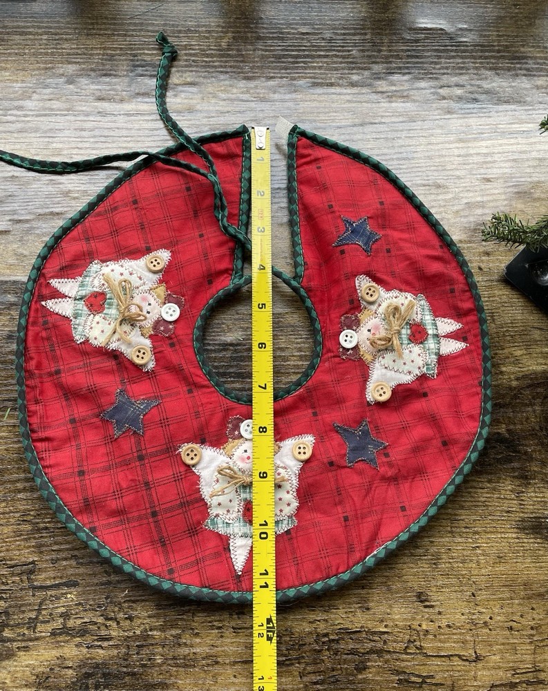 Primitive Rustic Artificial Christmas Tree Table Top with Ornaments & Tree Skirt