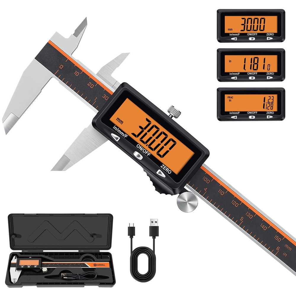 HARDELL Digital Caliper, Rechargeable Caliper Measuring Tool with Large...