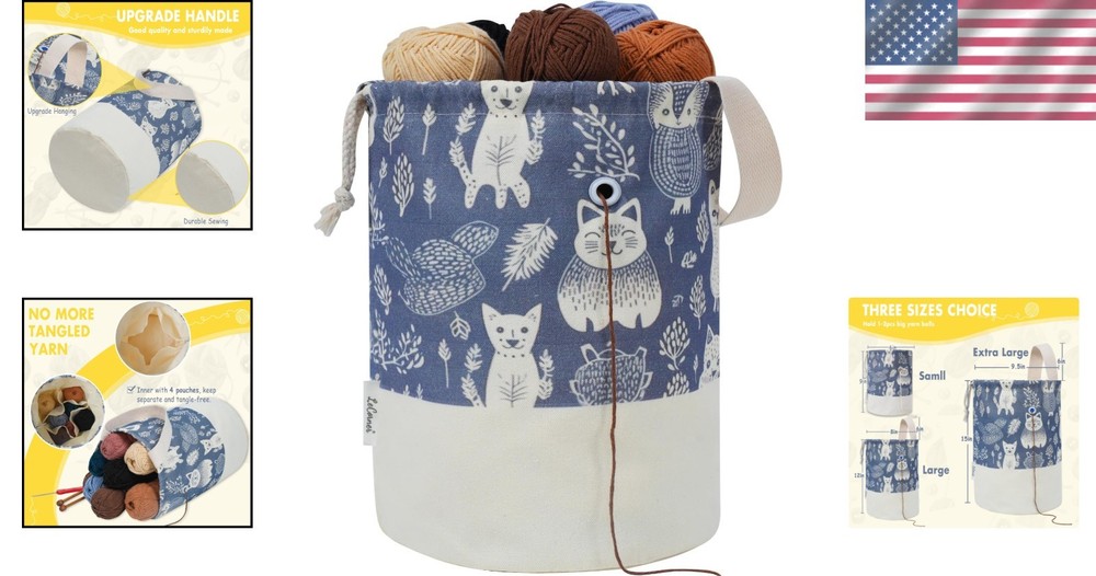 Yarn Bag Large Crochet Bag Organizer Drawstring Storage for Knitting Projects