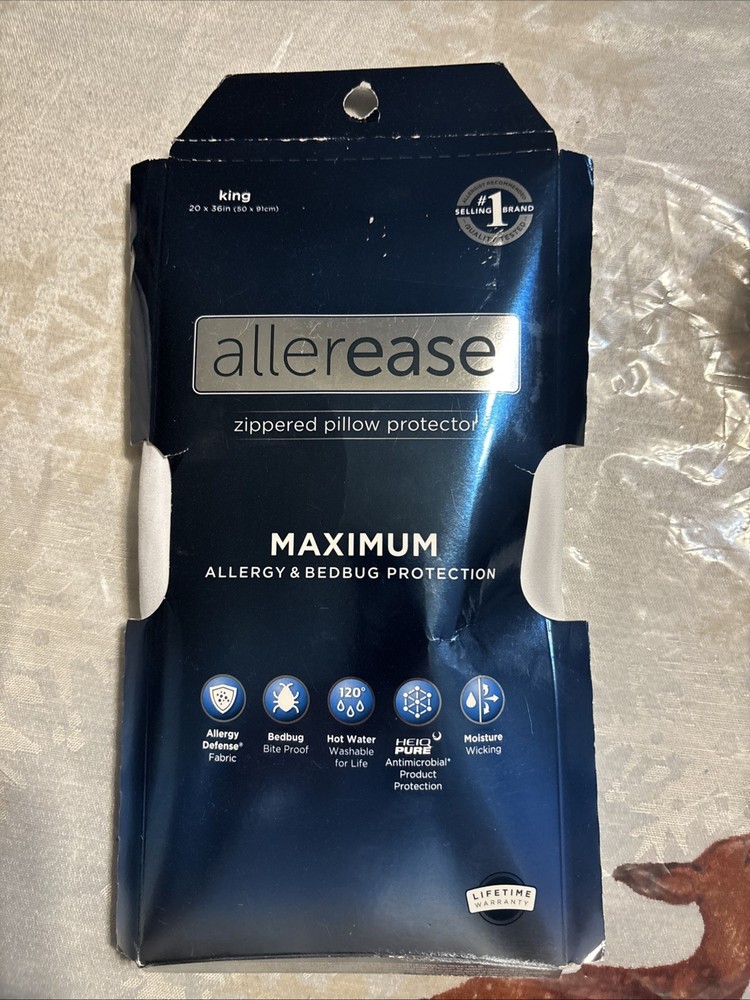 AllerEase King Size Maximum Allergy Bedbug Protection Zippered Pillow Protector