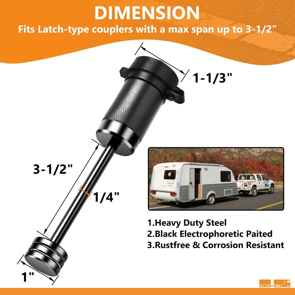 META Hardware Trailer Coupler Lock 1/4" Dia, 3-1/2" Span, 2pack