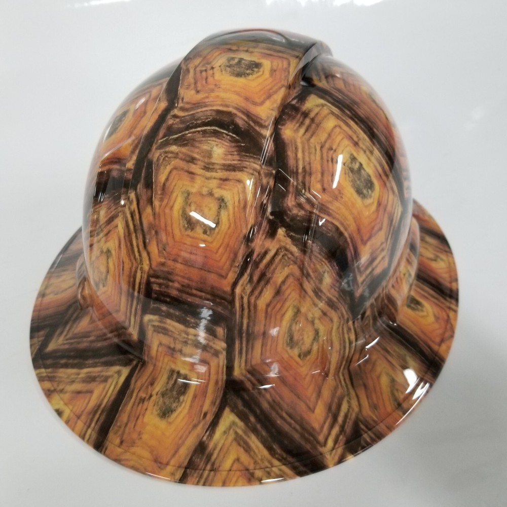 full brim hard hat custom hydro dipped IN SHELL HEAD ,TURTLE 🐢 SHELL TORTOISE