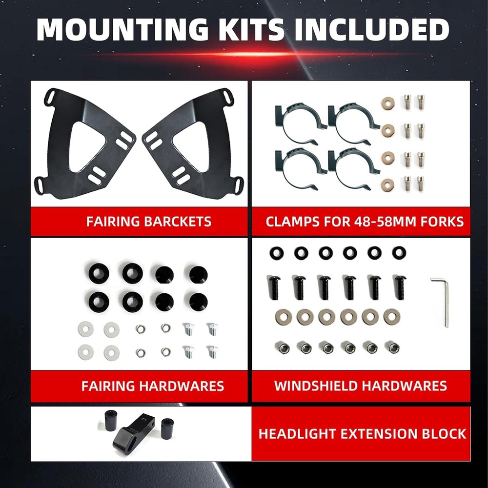 For Harley Dyna Fat Bob FXDF 2008-2017 Headlight Fairing Windshield & Mount Kit