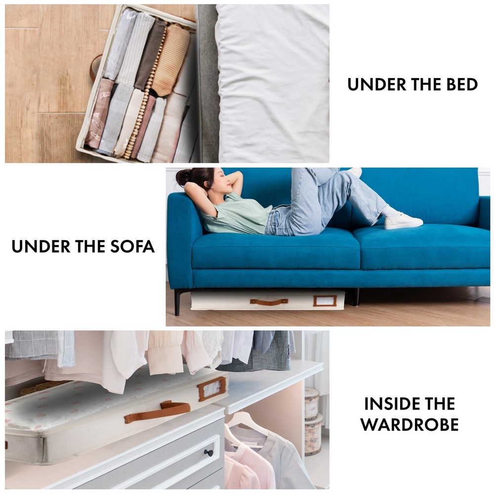 2pc Low Profile Under Bed Storage Containers, Thin Under Couch Storage Organi...
