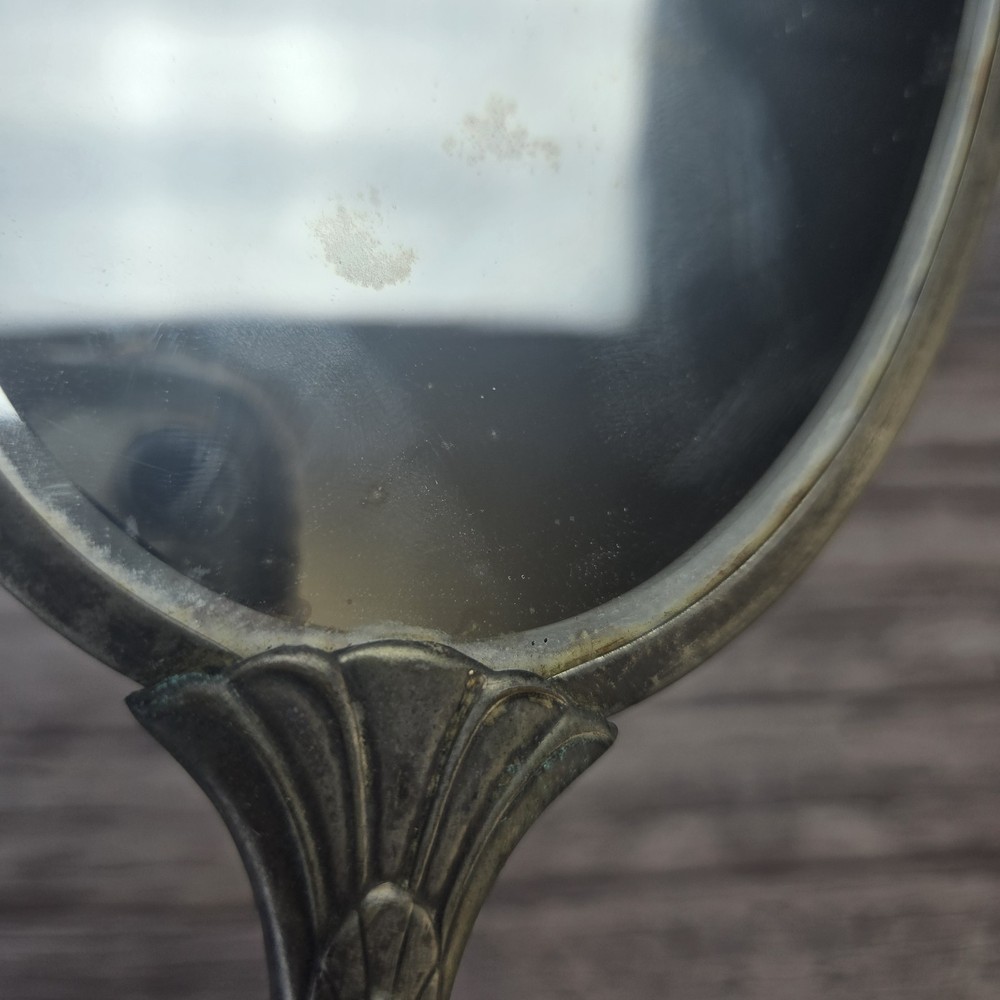 Antique Vanity Mirror Floral Design Handheld