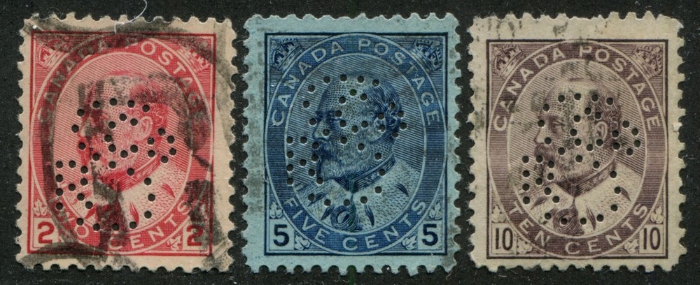 Canada #90, 91, 93 Used Perfins R8