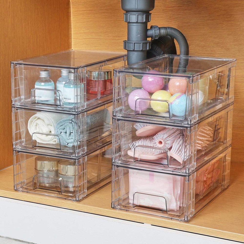 Vtopmart 2-Pack Stackable Clear Acrylic Storage Drawers Organizer w/ Handles