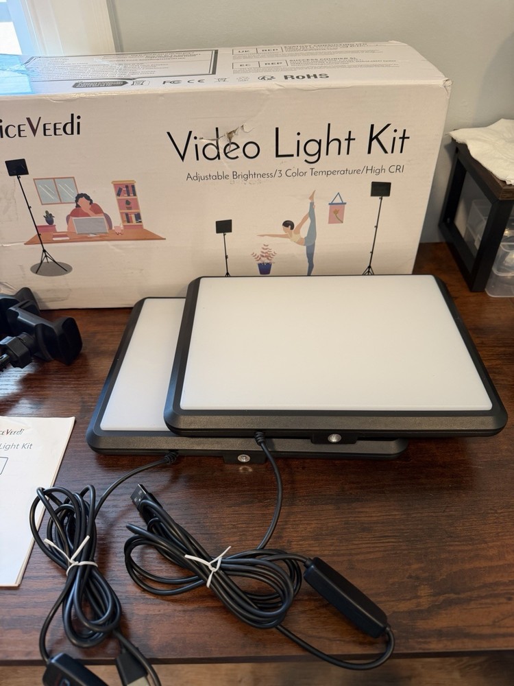 Professional 2-Pack LED Video Light Kit with Adjustable Tripod & USB-C Power