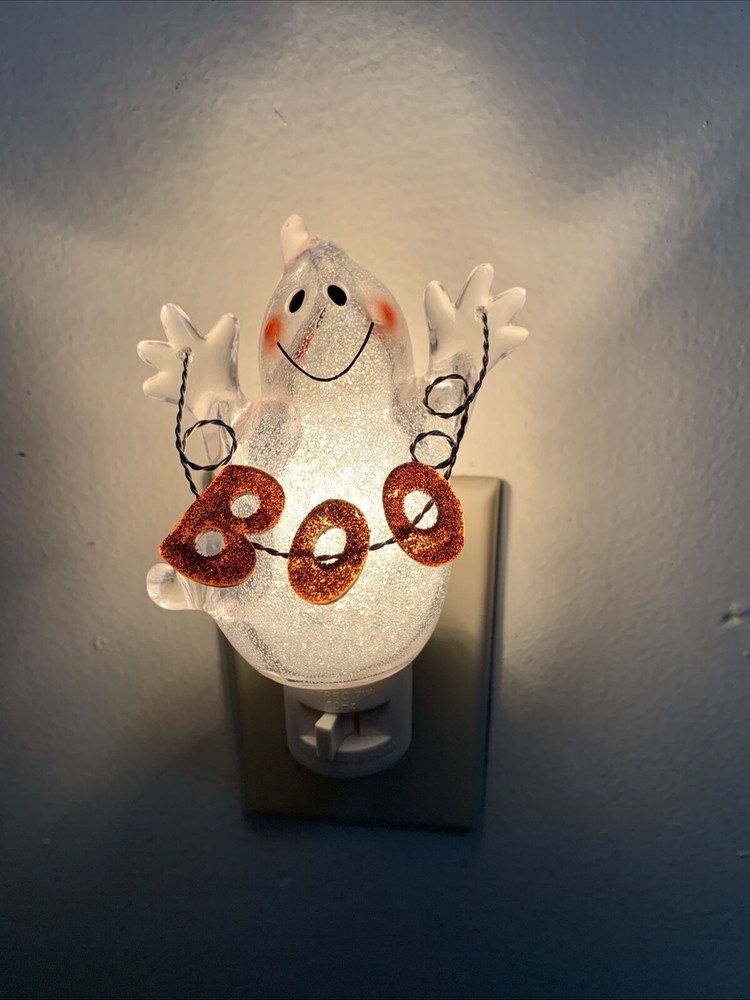 Vintage 2008 Eulit Acrylic Halloween Boo Ghost Nightlight Working