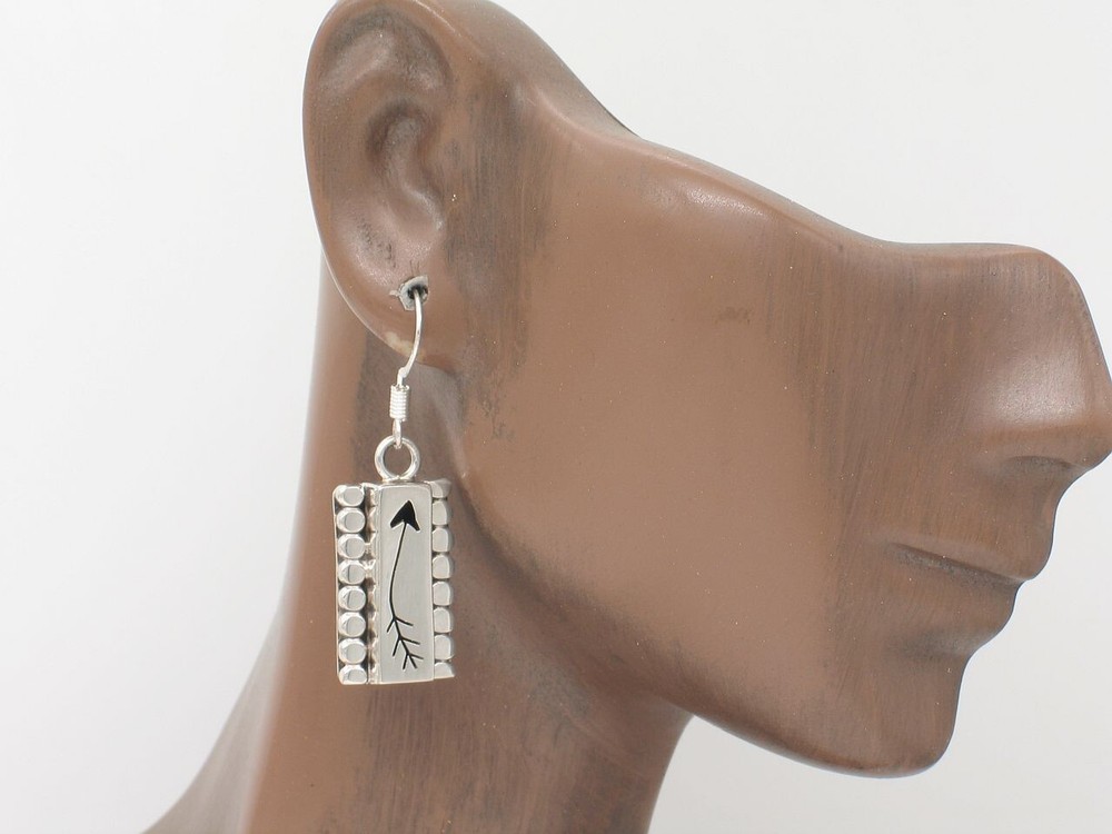 Native American Navajo Handmade Sterling Silver Dangle Earrings