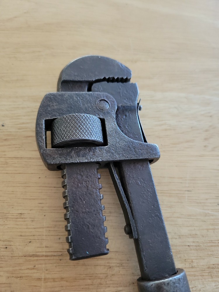 Antique Pipe Wrench Leather Ring Handle Unmarked 9" Rare!