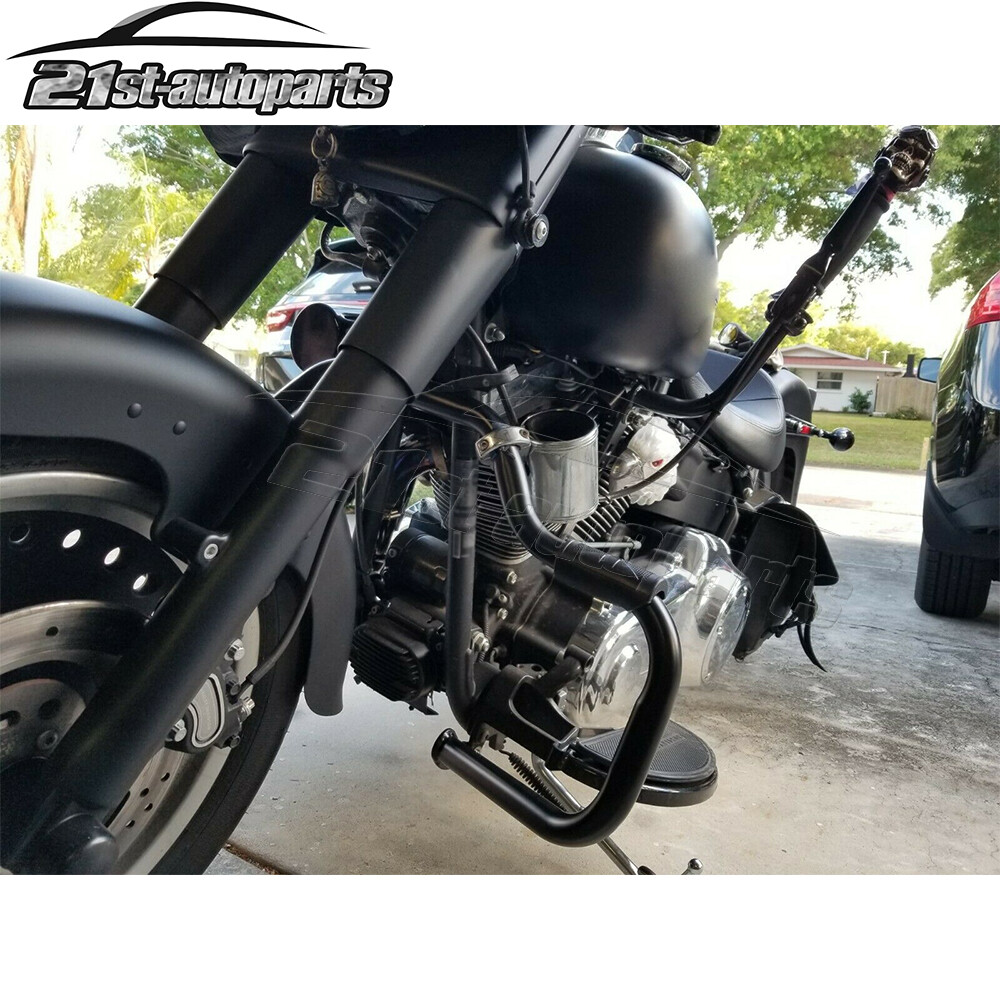 Front Mustache Engine Guard Crash Bar For 00-17 Harley Heritage Softail Fatboy