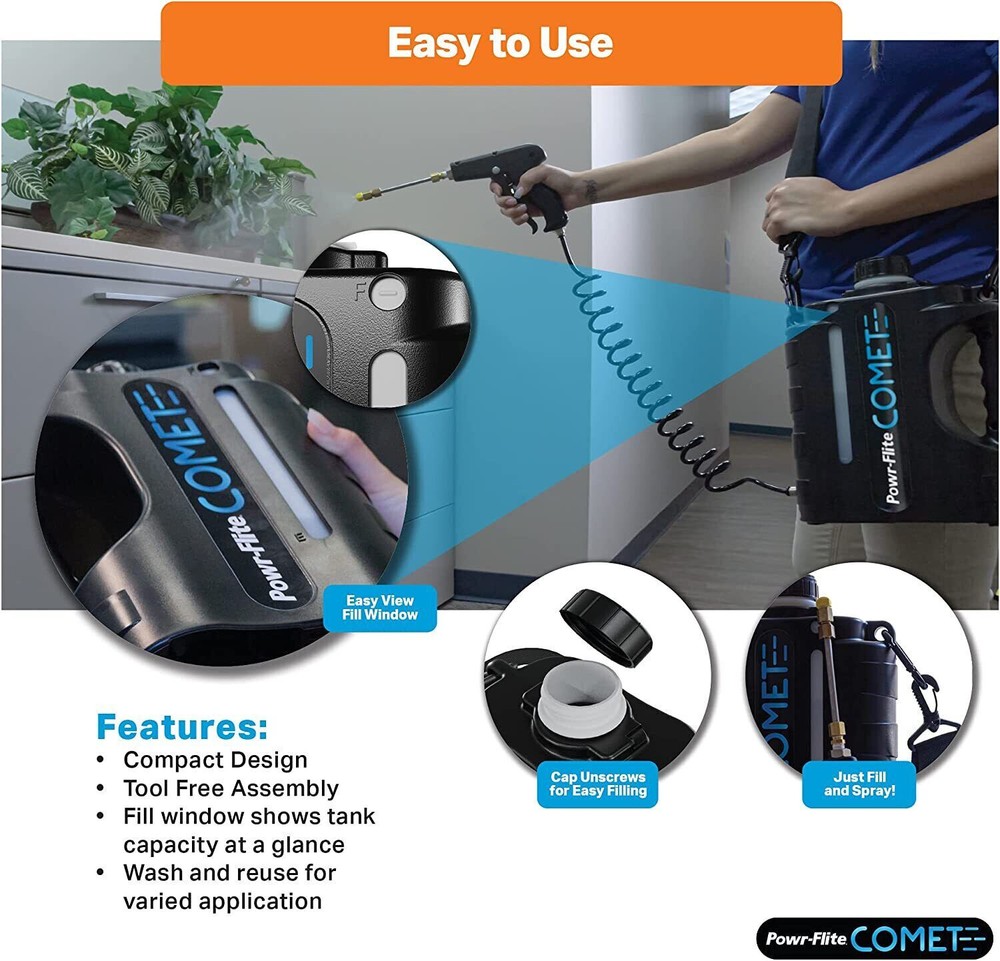Comet Multipurpose Battery-Operated Sprayer by Powr-Flite Micron Atomizer NEW