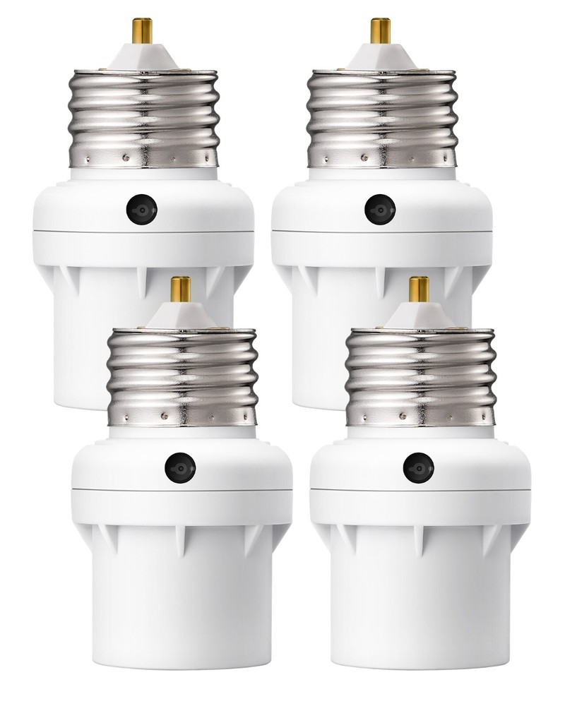 DEWENWILS 4 Pack Dusk to Dawn Light Socket Adapter, 360° Sensor Rotation, E26