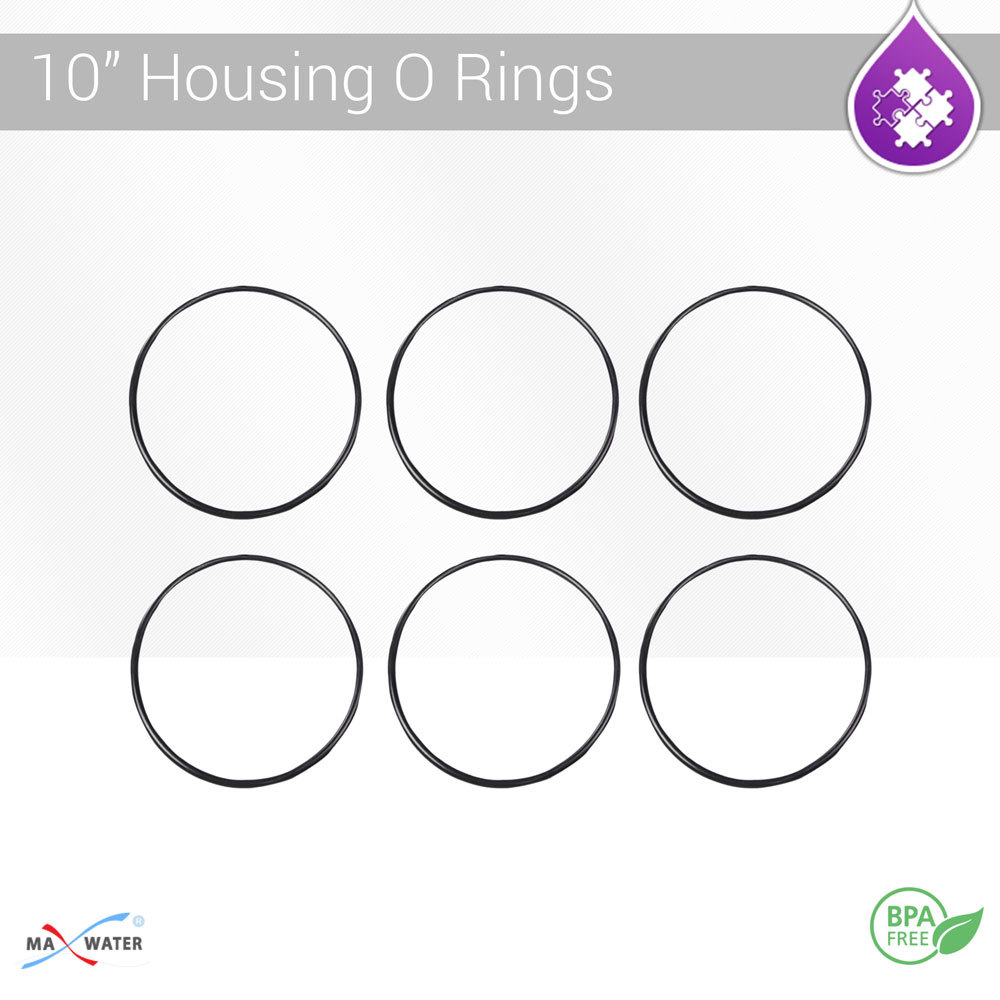 6 Pcs Standard double O Ring 10" Housings for Max Water Reverse Osmosis Systems.