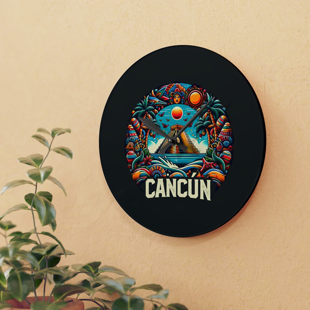 Cancun Mexico Wall Clock (Acrylic)