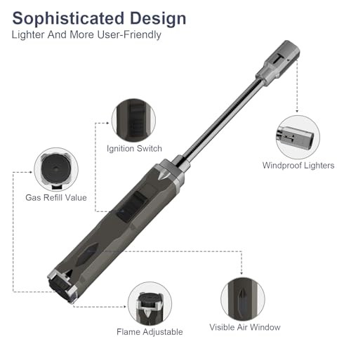 Butane Lighter Long Neck Torch Lighter Pack, Jet Flame Windproof Lighter 2
