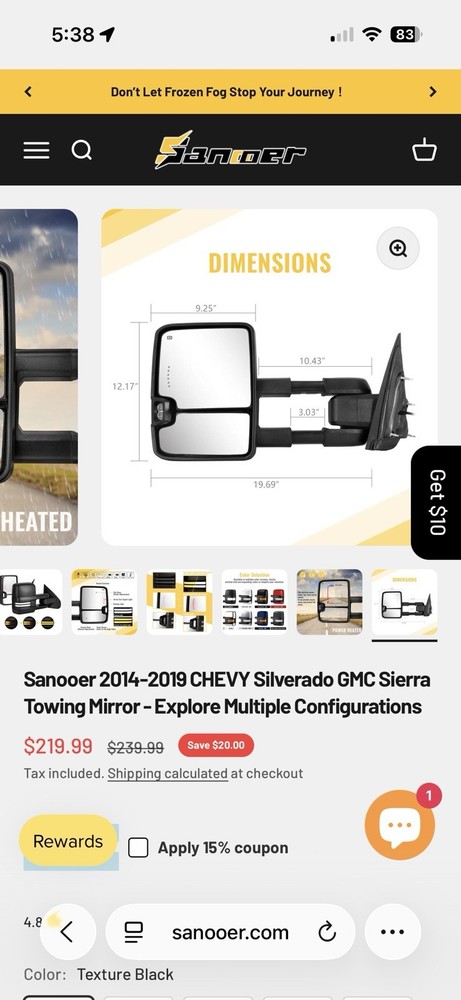 2014-2018 Silverado Sierra Black Camper Trailer Tow Mirrors Package W/ Harnesses