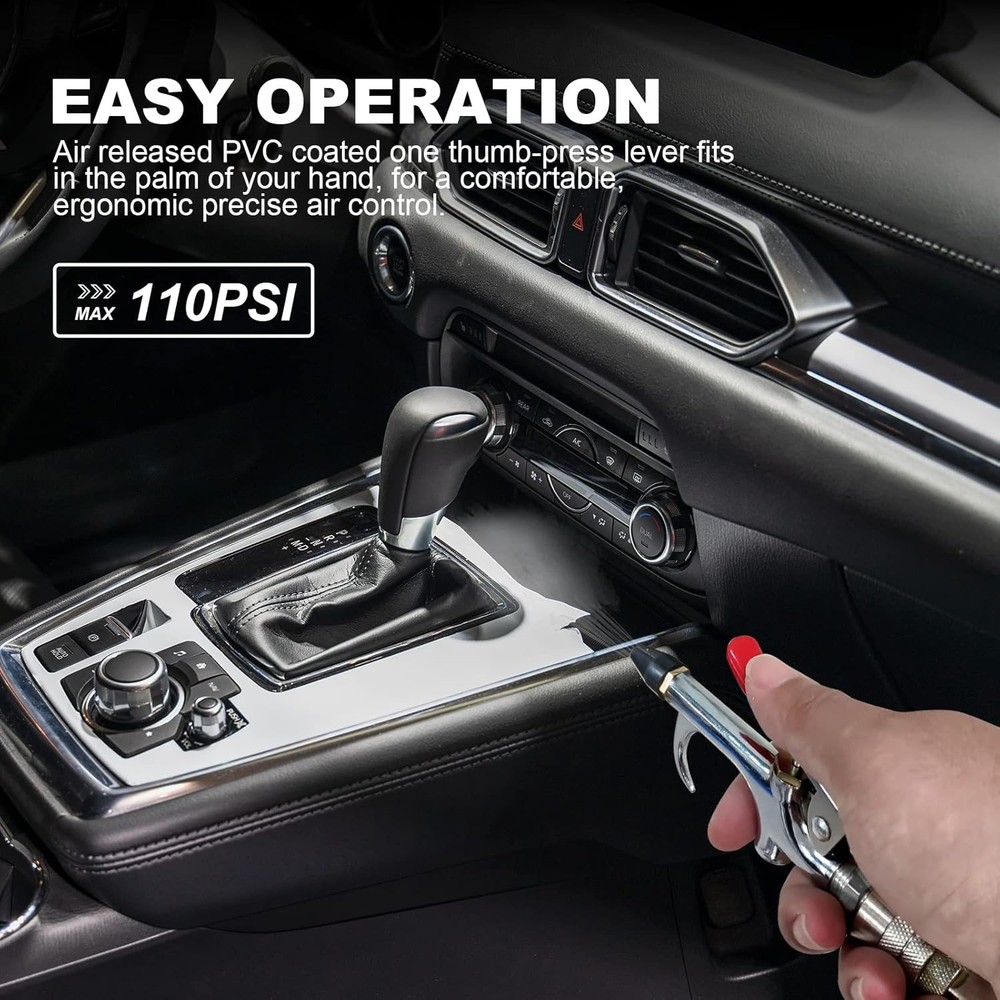 Versatile Air Compressor Blow Gun with Rubber Nozzle & Quick Connect Features