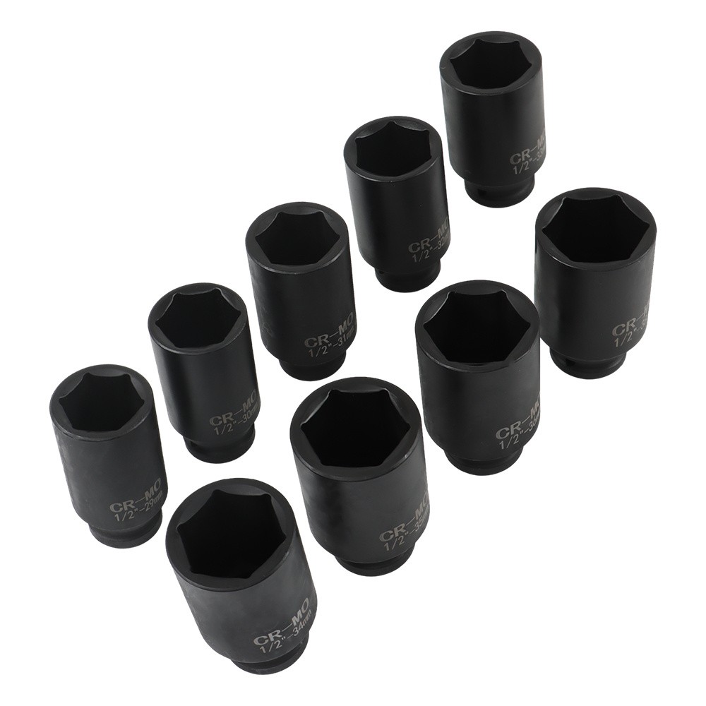 Labwork 1/2 Drive Deep Impact Socket Set 9PCS 6 Point Metric Axle Nut Socket Set