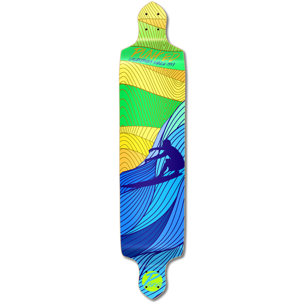 Yocaher Drop Down Longboard Deck - Surf's up  (DECK ONLY)