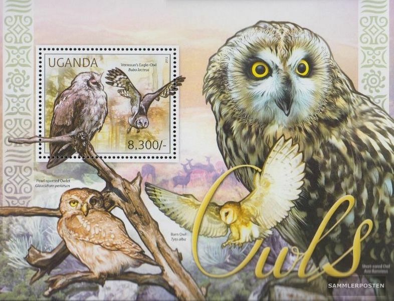 uganda Block376 MNH 2012 Owls