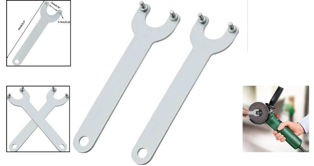 Sturdy Angle Grinder Replacement Wrench - 2pc, Compatible with 125/150 Models
