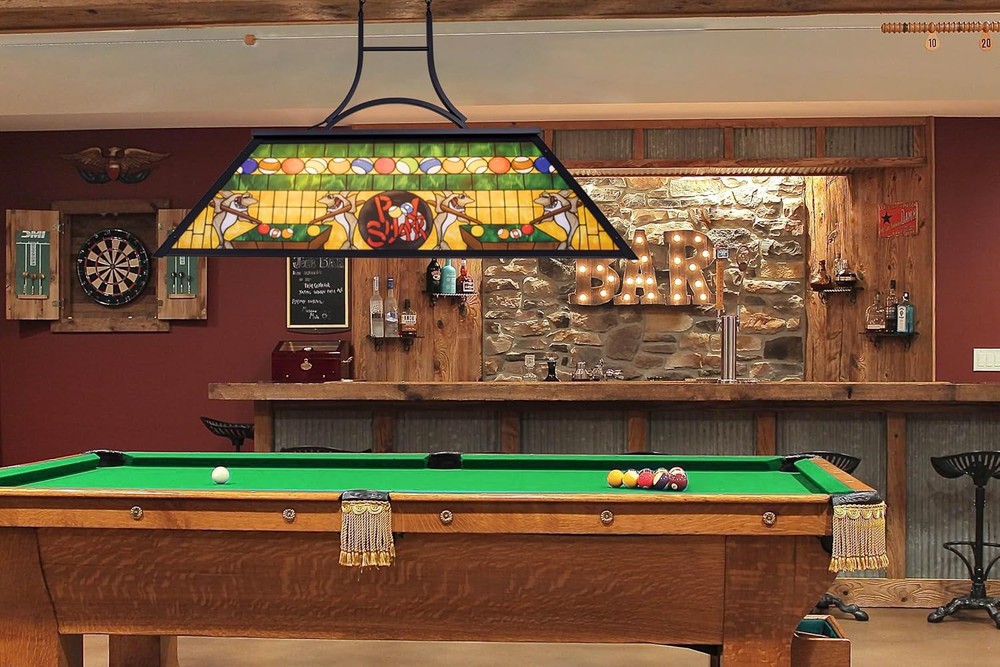 TOCHIC Vintage Pool Table Light, 3-Light Rustic Billiards Light Green